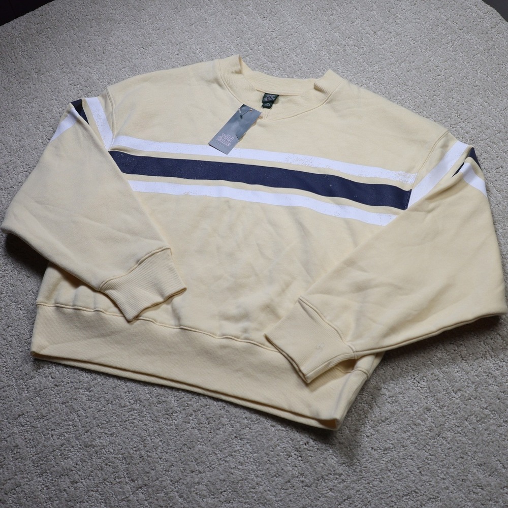 Wild Fable Women Yellow Oversized Striped Sweatshirt XS T1486
